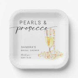 Pearls und Prosecco Brautparty Custom Minimal Pappteller