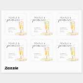 Pearls und Prosecco Brautparty Custom Minimal Quadratischer Aufkleber (Blatt)