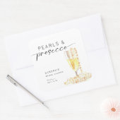 Pearls und Prosecco Brautparty Custom Minimal Quadratischer Aufkleber (Umschlag)