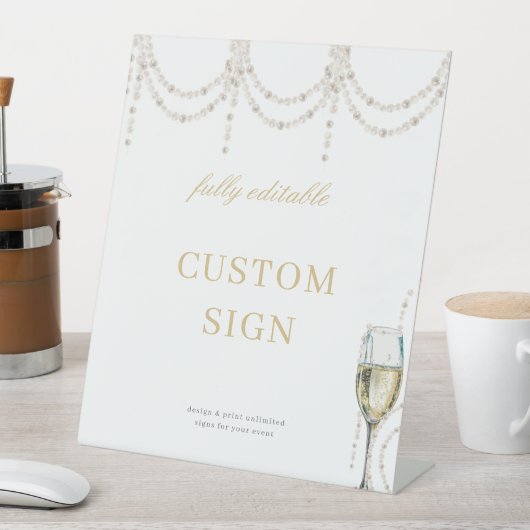 Pearls und Prosecco Brautparty Custom Sign Sockelschild (In Situ)