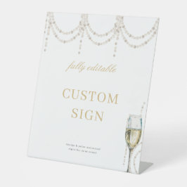 Pearls und Prosecco Brautparty Custom Sign Sockelschild