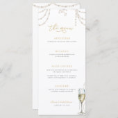 Pearls und Prosecco-Brautparty Menükarte (Vorne/Hinten)