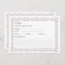 Pearls und Prosecco Brautparty Rezeptkarte