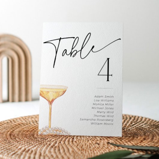 Pearls und Prosecco Brautparty Table Name Cards Einladung