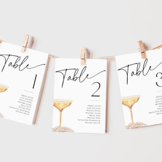 Pearls und Prosecco Brautparty Table Name Cards Einladung