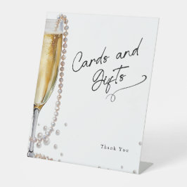 Pearls und Prosecco minimal Moderne Karten Sockelschild