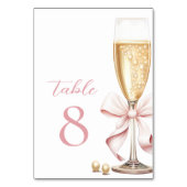 Pearls und Prosecco Pink Bow-Tischnummern Tischnummer (Rückseite)