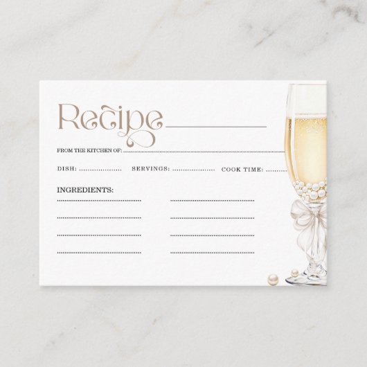 Pearls und Prosecco Themed Brautparty Rezept Begleitkarte (Vorderseite)