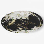 Pearls White Floral Art Deco Gatsby 20 s Geburtsta Pappteller (Schrägansicht)