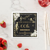 Pearls White Floral Art Deco Gatsby 20 s Geburtsta Serviette (Beispiel)