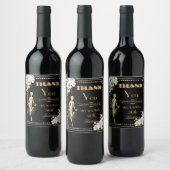 Pearls White Floral Art Deco Gatsby 20 s Geburtsta Weinetikett (Flaschen)