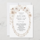 Pearls & White Floral Wedding Program Einladung (Vorderseite)