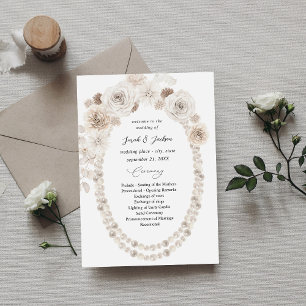 Pearls & White Floral Wedding Program Einladung