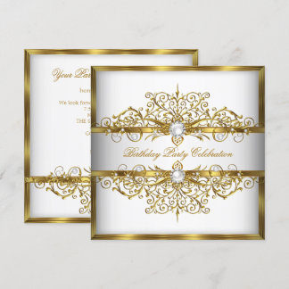 Pearls White Gold Elegante Geburtstagsparty 2 Einladung