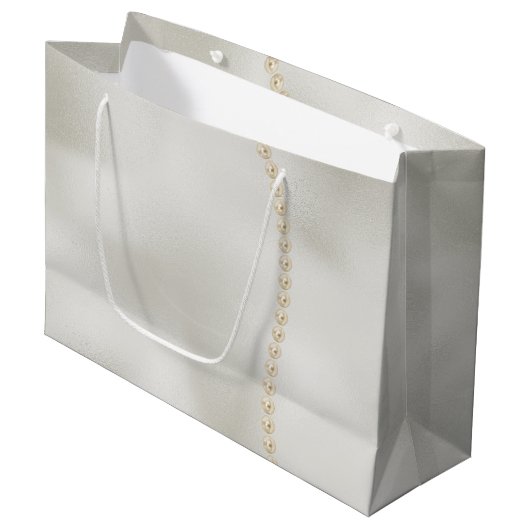 Pearls White Luxe Große Geschenktüte (Vorderseite Schrägansicht)