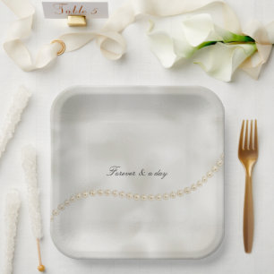Pearls White Luxe Pappteller