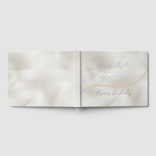 Pearls White Luxe Wedding Gästebuch (Voll)