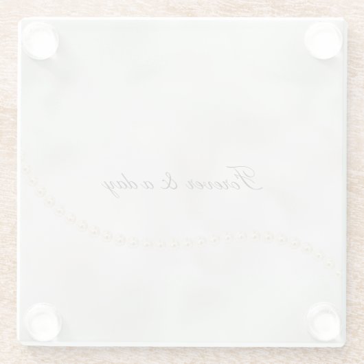 Pearls White Luxe Wedding Glasuntersetzer (Rückseite)