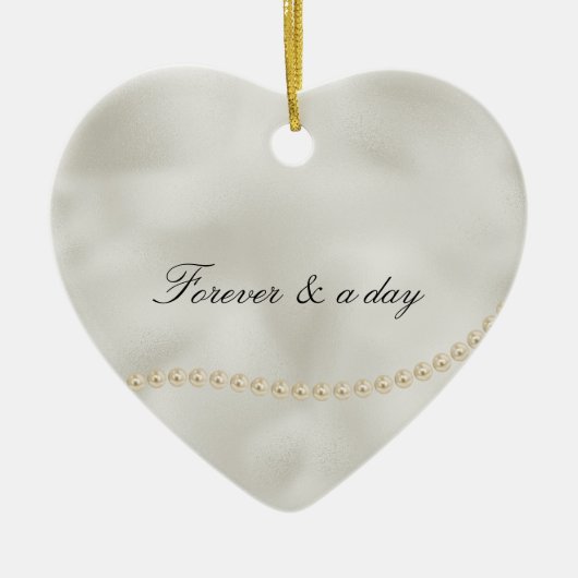 Pearls White Luxe Wedding Keramik Ornament (Vorne)