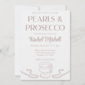 Pearlss & Prosecco Pink Bridal / Lebie Dusche Einladung (Vorderseite)