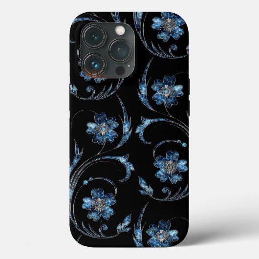 Pearly Blue Floral Case-Mate iPhone Hülle (Rückseite)