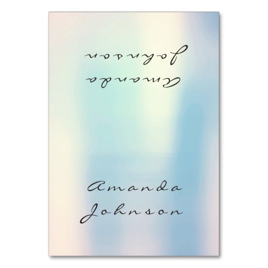 Pearly Blue Opal Peach Pink Gold Personalisierter Tischnummer (Vorderseite)