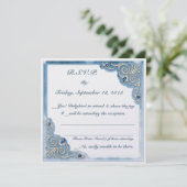 Pearly Blue (Wedding Reply Card) Einladung (Stehend Vorderseite)
