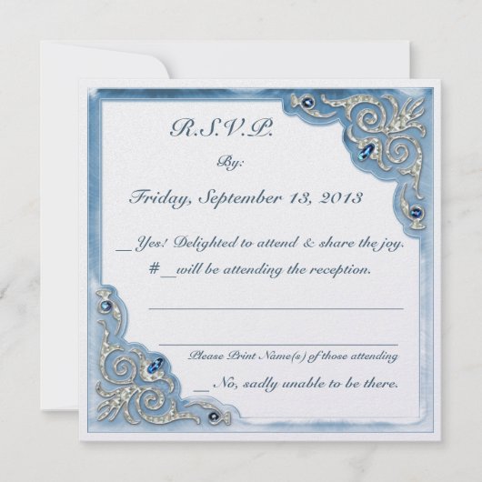 Pearly Blue (Wedding Reply Card) Einladung (Vorderseite)