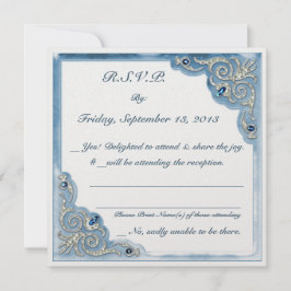 Pearly Blue (Wedding Reply Card) Einladung