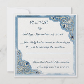 Pearly Blue (Wedding Reply Card) Einladung