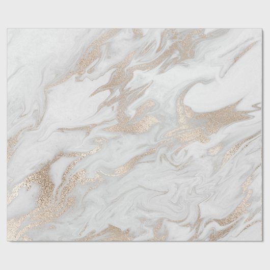 Pearly Ivory Gold Pastel White Gray Marble Glam Geschenkpapier (Flach)