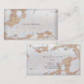 Pearly Ivory Silver Beige Gray Marble Glam Vip Visitenkarte (Vorne/Hinten)