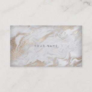 Pearly Ivory White Gold Gray Marble Glam Vip Visitenkarte