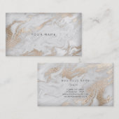 Pearly Ivory White Gold Gray Marble Glam Vip Visitenkarte (Vorne/Hinten)