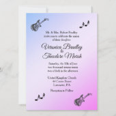 Pearly Lila Guitar Theme Wedding Einladung (Vorderseite)