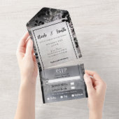 Pearly Opaleszent Moody Glam Floral Wedding All In One Einladung (Abreißen)