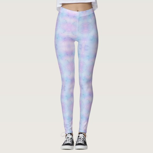 Pearly Psychedelic Pastel Lavender Blue Pink Leggings (Vorderseite)
