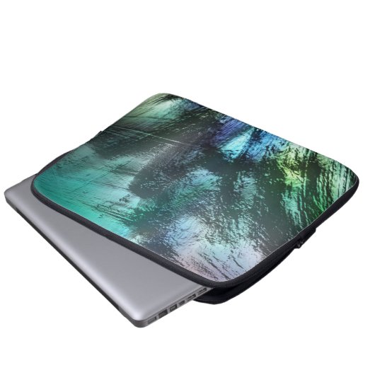 Pearly rock Textur in blauem Zyan bis silvery grau Laptopschutzhülle (Vorne Knopf)