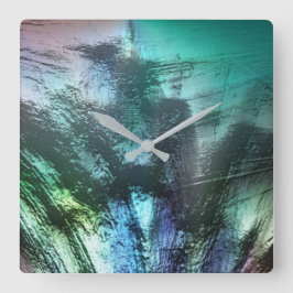 Pearly rock Textur in blauem Zyan bis silvery grau Quadratische Wanduhr