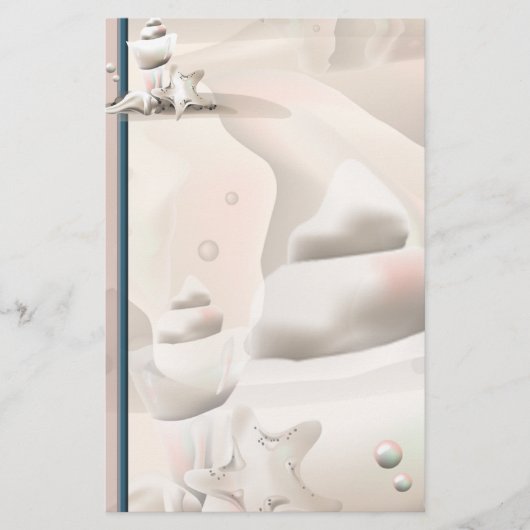 Pearly Seashells Ocean Beach Stationery Briefpapier (Vorderseite)