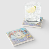 Pearlz Oyster Bar Charleston, SC. Marmor-Untersetz Steinuntersetzer (Seitenansicht)