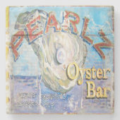 Pearlz Oyster Bar Charleston, SC. Marmor-Untersetz Steinuntersetzer (Vorderseite)