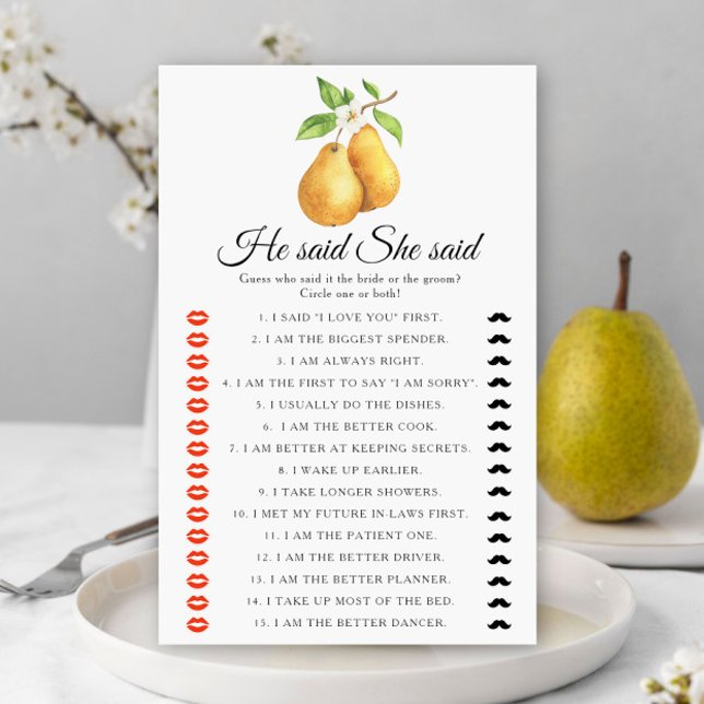 Pears Bridal shower He said she said game (Von Creator hochgeladen)