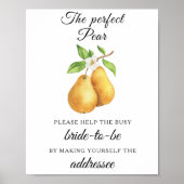 Pears bridal shower Help the busy bride Address Poster (Vorne)