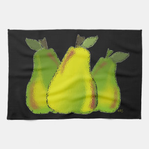 Pears Digital Art Black Background Küchentuch