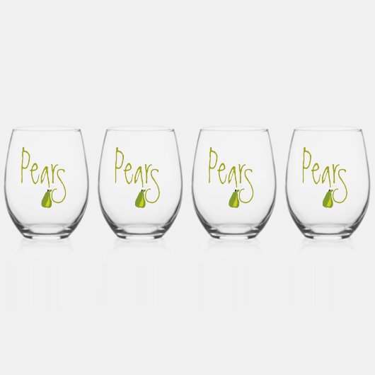 Pears Pear Fruit Graphics Art Set Weinglas Ohne Stiel (Hinten)