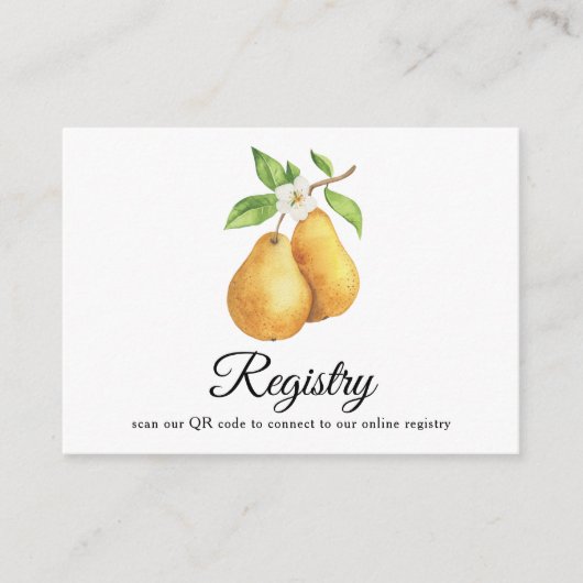 Pears QR Code Bridal Shower Registry  Begleitkarte (Vorderseite)