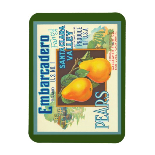Pears Retro Crate Art Magnet (Vertikal)