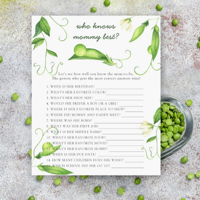 peas baby shower - Who knows mommy best (Von Creator hochgeladen)
