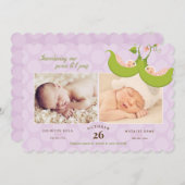 Peas in a Pod Twin Girls 2 Bilder Geburtserklärung Einladung (Vorne/Hinten)